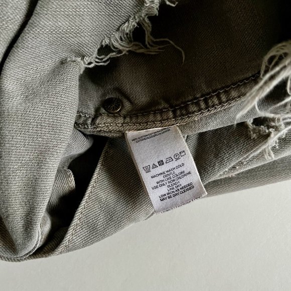 Free People Moonchild Distressed Oversized Denim Olive Green Jacket Shacket Sz S - Picture 8 of 11